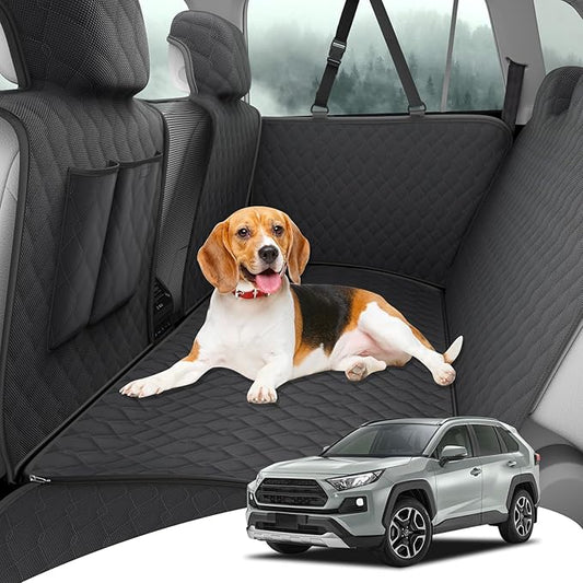 D-Lumina Pets Dog Car Seat Cover Compatible with Toyo-ta RAV4 2019-2023, Anti-Scratch Back Seat Protector Waterproof Non-Slip Dog Hammock with Mesh Window for RAV4, Toyo-ta RAV4 Interior Accessories