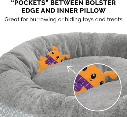 Furhaven 45" Round Donut Dog Bed for Large Dogs 90 lbs 45.0"L x 45.0"W x 9.0"Th