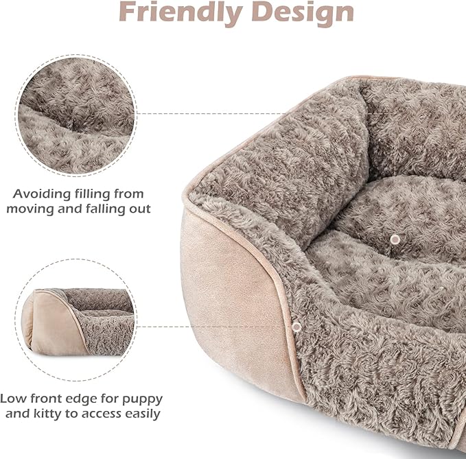 INVENHO Medium Dog Bed for Large Medium Small Dogs Rectangle Washable Dog Bed M(25"x21"x8")