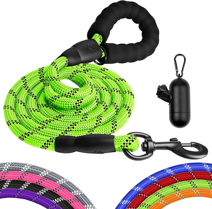 Heavy Duty Dog Leash for Large Medium Small Breed Dogs Handle,4/5/6 FT Holder,Green,1/2 inch