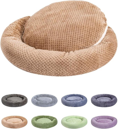 WONDER MIRACLE Fuzzy Deluxe Pet Beds, Super Plush Dog or Cat Beds Ideal for Dog Crates, Machine Wash & Dryer Friendly (24" x 24", Mocha)