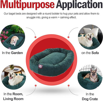 Majestic Pet 40 Inch Micro Velvet Calming Dog Bed Washable – Cozy Soft Round Dog Bed with Spine for Head Support 40x29x9 (inch)