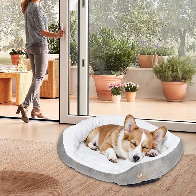 ShellKingdom Medium Dog Bed 35lbs, 23.62 19.68INCH (Grey)
