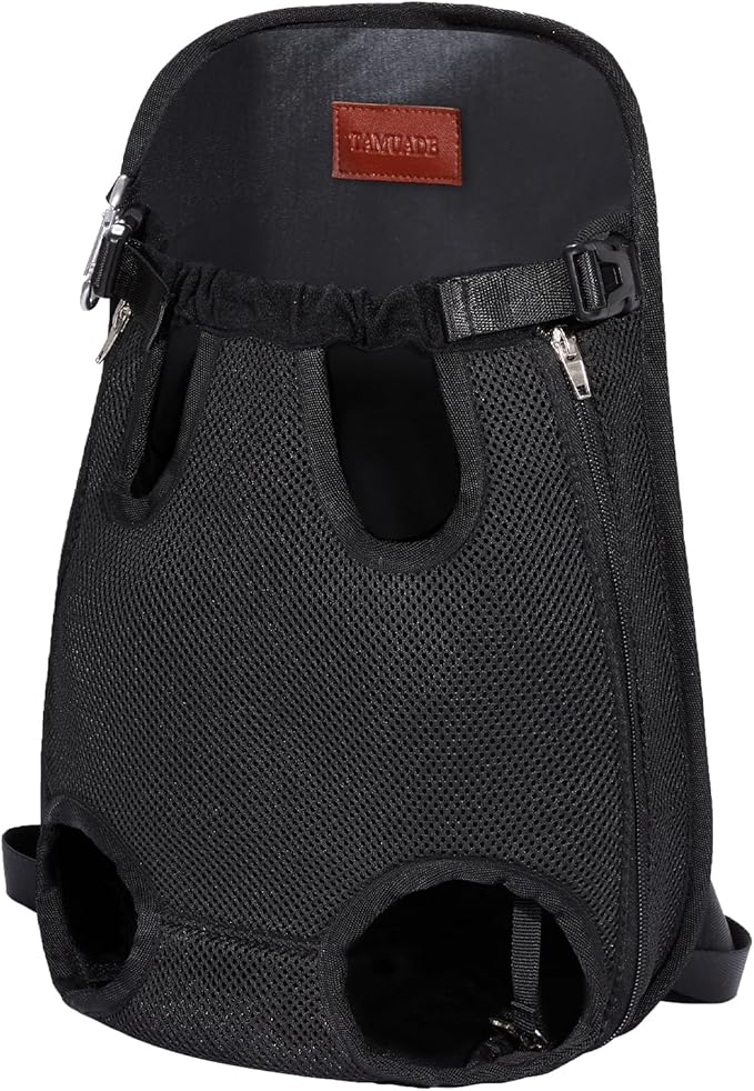 Dog Backpack Legs Out Dog Front Carrier Adjustable Front Facing Dog Carrier 3-5 Lbs, Black, Small