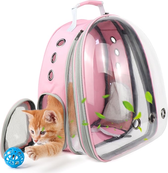 Cat Backpack Carrier,Expandable Pet Bubble Backpack Airline Approved, Pet Travel Carrying Bag for Small Medium Cats and Puppy with Hiking Walking Outdoor Use