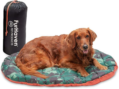 Furhaven Outdoor Travel Dog Bed for Large/Medium Dogs w/ Carry Bag