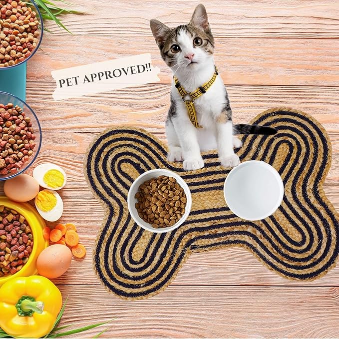 16.5X21 inch Pack of 1 Dog Feeding Mat Cat Pet Dining Mat Natural Jute Material Rug Small Mat for Pet (Dog Chew 16.5"X21")