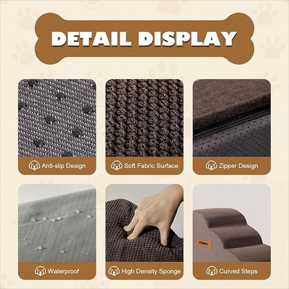 ROMROL Dog Stairs 3-Tiers,Coffee