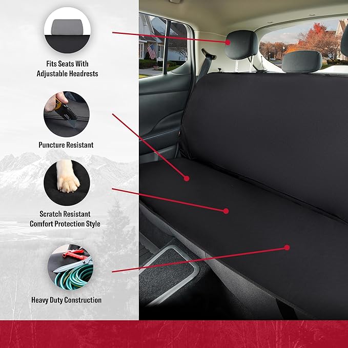 DICKIES 1-Piece Puncture-Resistant Rear Seat Cover for Cars