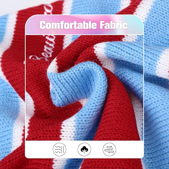 BEAUTYZOO Small Dog Sweater- Striped Pet Sweaters for Spring Summer Dog Clothes, Turtleneck Pullover Knitwear for Small Medium Large Dogs, Warm Coat Easter Outfit for Chihuahua Puppy Cat Boys Girls