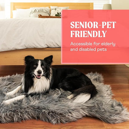 PupRug Orthopedic Dog Bed for Large Dogs with Fluffy Soft Faux Fur and Memory Foam for Joint Pain Relief