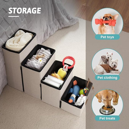 C0ZY KISS Dog Storage Stairs for Bed 18" H 33x13x17.71in, Brown, 4 Tiers