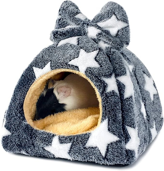 Guinea Pig Hideout Hamster Bed Chinchilla House Cute Habitat Warm&Cozy Cage Accessories for Ferret Hedgehog Small Pet Washable