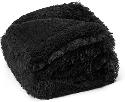 Bedsure Waterproof Dog Blankets for Small Dogs - Calming Cat Blanket for Couch Protector Washable, Long Faux Fur Pet Throw Blanket for Puppy, Reversible Furniture Protection, 25"x35", Black