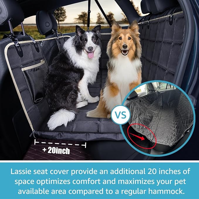 Lassie Back Seat Extender for Dogs Hard Bottom Waterproof Dog Hammock for Car