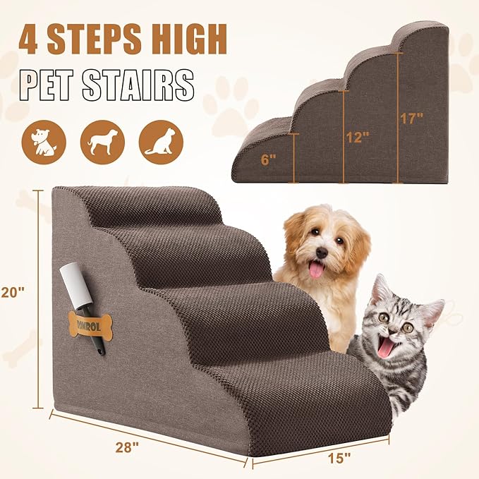 Dog Stairs 4-Tiers,Coffee