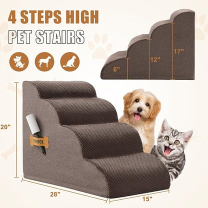 Dog Stairs 4-Tiers,Coffee