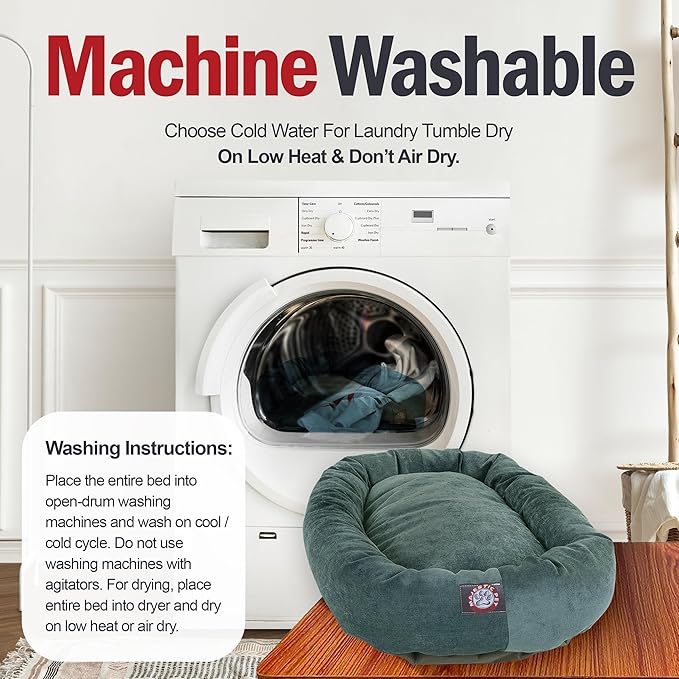 Majestic Pet 52 Inch Micro Velvet Calming Dog Bed Washable – Cozy Soft Round Dog Bed with Spine for Head Support 52x35x11 (inch)