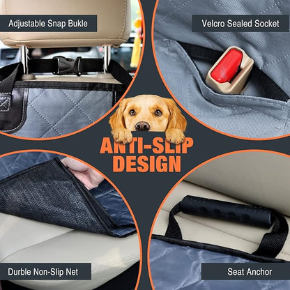 IVY&LANE Dog Car Seat Cover for Dogs 100% Waterproof 600D Scratchproof Sedans(Grey,54"×58")