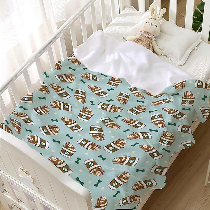 Puppy Coffee Dog Bone Blanket Gifts Super Soft Pet Blanket for Dog 40"x30" for