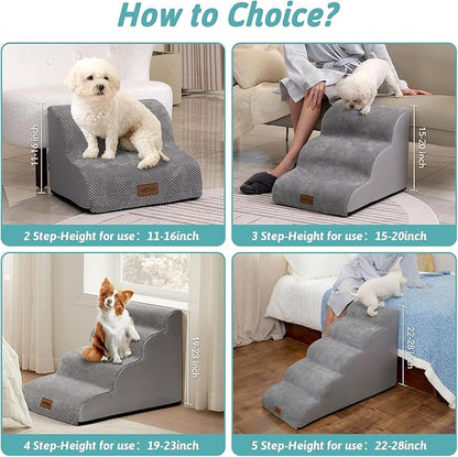 Dog Stairs for Medium Bed 20" H 15.7x28.3x19.7in, Grey, 4 Tiers