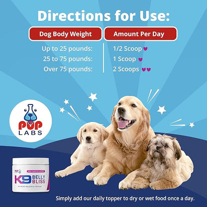 K9 Belly Bliss - Daily Prebiotic for Dogs - Vet-Approved Digestive Support, 6 Pack with 30 Scoops Each