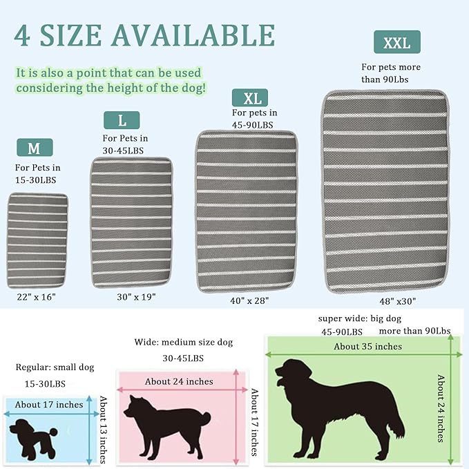 REEZEIVI Breathable Dog Crate mat with Anti-Slip Bottom 3D air (40X28, Sliver