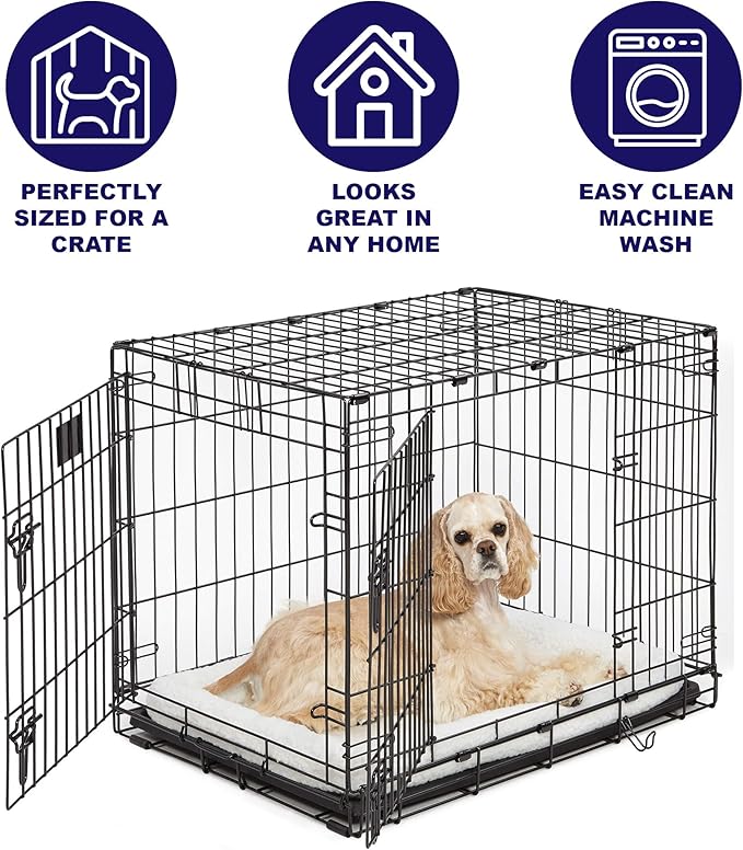 MidWest Homes for Pets Bolster Dog Bed 36L-Inch White Fleece Dog Bed w/ Comfortable Bolster 36-Inch Dog