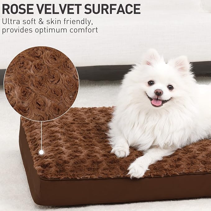 Dog Crate Bed Waterproof Dog Beds for Small Dogs Rose Velvet Soft Fluffy Washable Dog Bed with Removable Cover & Anti-Slip Bottom 23 x 17 Inch,