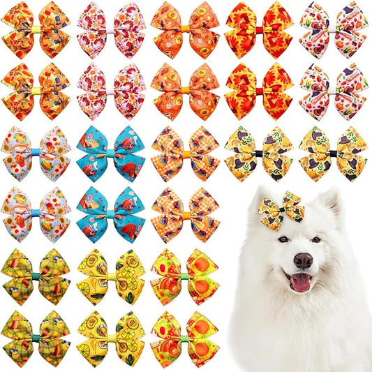24Pcs/12 Pairs 4" Big Dog Hair Bows Thanksgiving