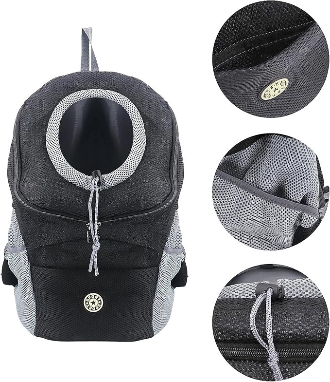 Pet Carrier Expandable Pet Backpack for Cats Dogs and Small Animals with Breathable Head-Out Design and Padded Shoulder for Hiking Outdoors (Suitable for Pets of 7-24LB)