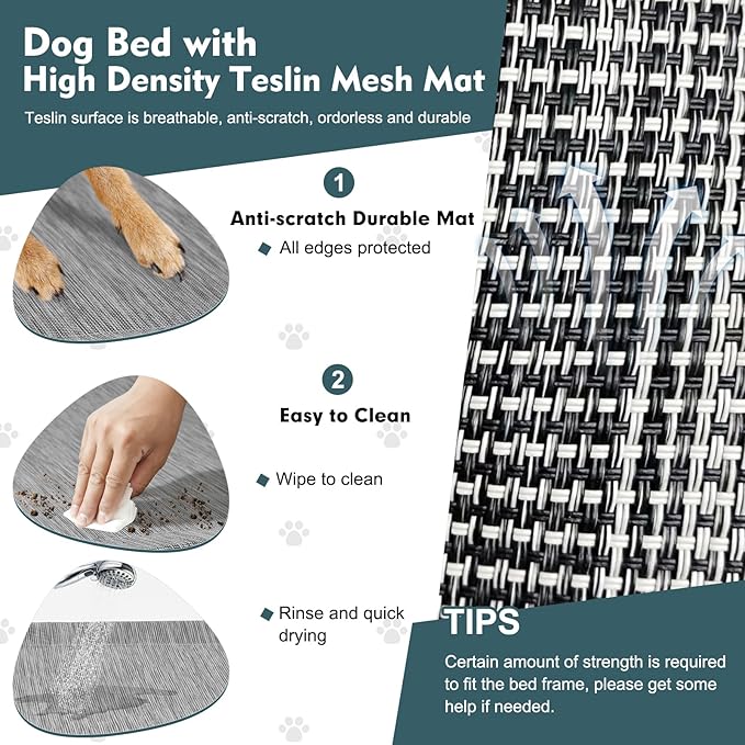 Upgraded Elevated Dog Bed with Canopy