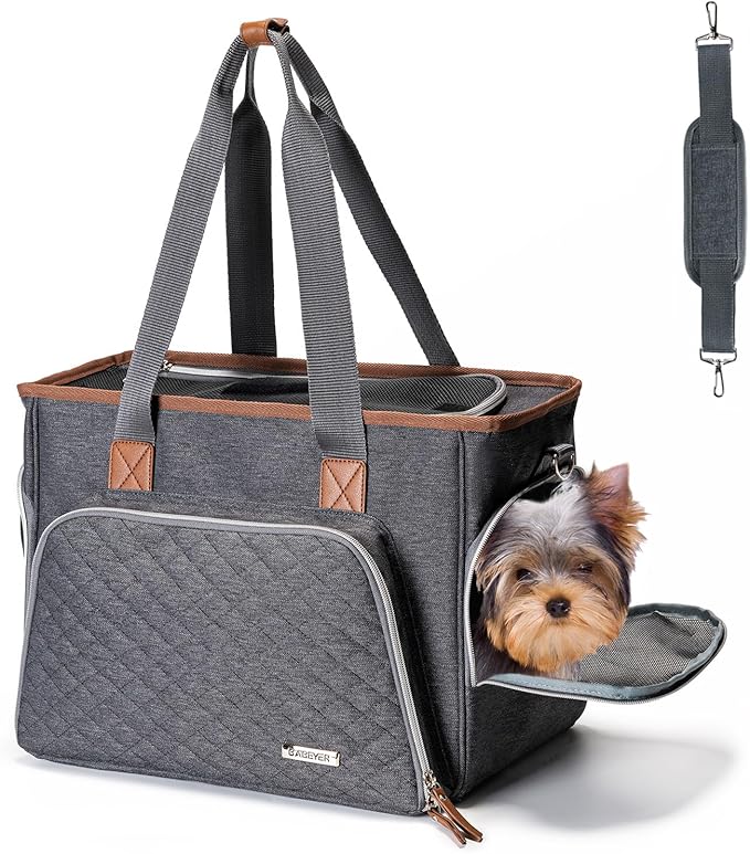 Small Dog Purse Carrier, Cat Carrier Purse for Girls Womens Shopping, Traveling, Walking with Cats Puppies Up to 12 Lbs, Airline Approved, Grey