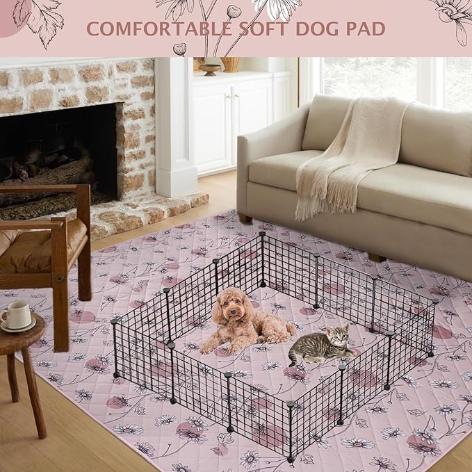 IEUUMLER Washable Pee Pads for Dogs 1 Pack EU007 (Pink 63"X63"-1pcs)