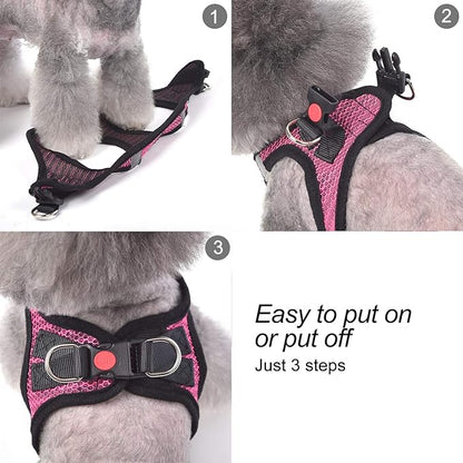 Dog Harness Step-in Breathable Puppy Cat Dog Vest Harnesses for Small Medium Dogs Blue