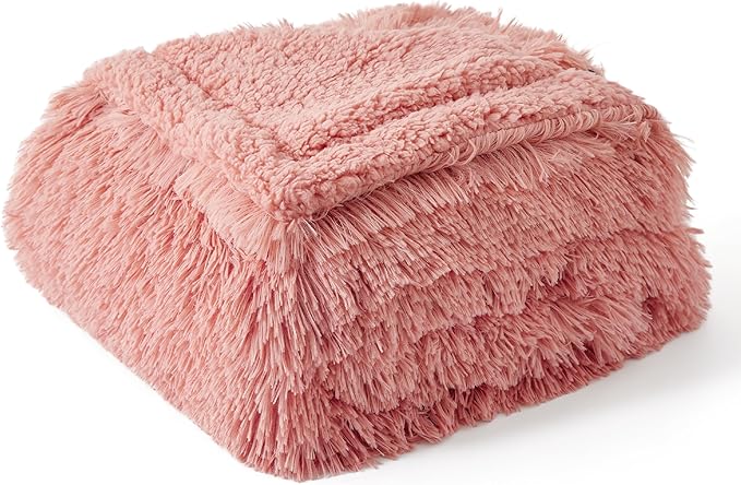 Bedsure Waterproof Dog Blankets for Large Dogs - Calming Cat Blanket for Couch Protector Washable, Long Faux Fur Pet Throw Blanket for Puppy, Reversible Furniture Protection, 50"x60", Pink