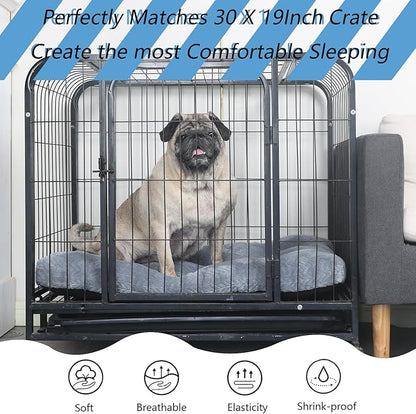 30x19 Crate Bed for Dog Beds Washable,30 inch Dog Crate Mat for Medium Crate Soft Dog Bed for Joints,Extra Fluffy Crates Puppy Pad with Non Slip Bottom fit Kennel or Cage Deluxe Pet Pillow,Dark Grey