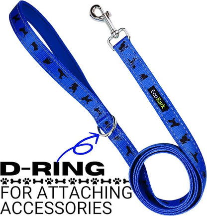 EcoBark Dog Leash - 4 FT / 5 FT / 6 FT Reflective Dog Leash- Eco-Bright Dog Leashes with Padded Handle - Strong Heavy Duty Dog Leash - Nylon Dog Leash for Small and Medium Dogs (Royal Blue Dog Leash)