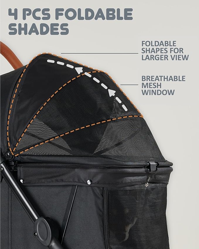 Medium Pet Stroller for Dogs Up to 66lbs 180 ̊ 4 Wheels