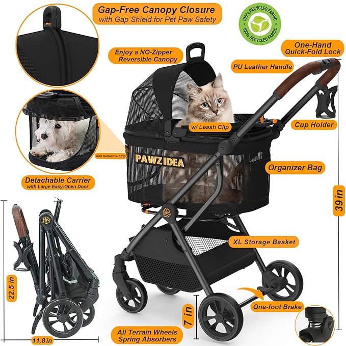 PAWZIDEA Dog Stroller 4 in 1