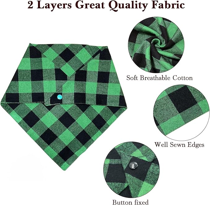 Birthday Plaid Dog Bandana with Button