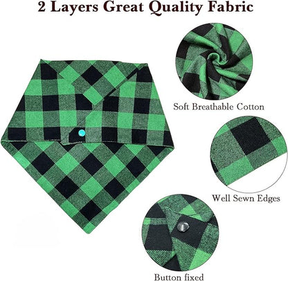 Birthday Plaid Dog Bandana with Button