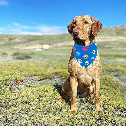 Paw Print Dog Bandanas for Large Dogs Breed 33 Inch 7PCS