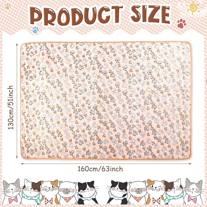 4 Pcs Pet Blanket Dog Puppy Blanket Paw Print Fleece Blanket for Small Medium Pet Dog Cat Warm Soft Sleep Mat Guinea Pig Cage Liners Blanket (White Purple,XX-Large(51 x 63 Inch))