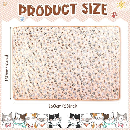 4 Pcs Pet Blanket Dog Puppy Blanket Paw Print Fleece Blanket for Small Medium Pet Dog Cat Warm Soft Sleep Mat Guinea Pig Cage Liners Blanket (White Purple,XX-Large(51 x 63 Inch))