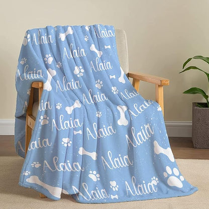 Personalized Dog Blankets Dog Paw Print Blanket Puppy Blanket 60"x50"