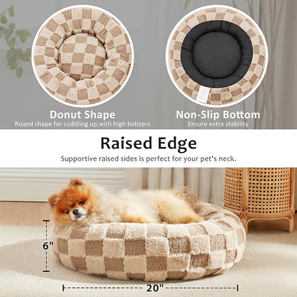 Love's cabin Round Donut Cat and Dog Cushion Bed 20in Pet