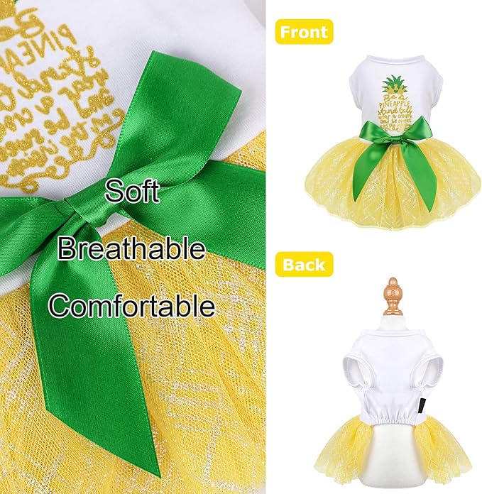 Dog Dresses for Small Medium Dogs Girl Pineapple Mesh Dress Dog Outfit