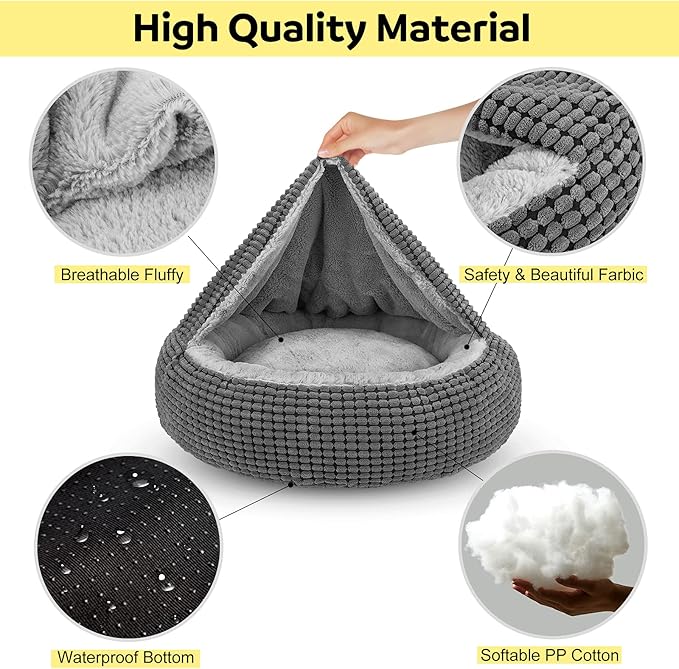 SIWA MARY Dog Bed with Attached Blanket for Small Dogs or Cats 26inch