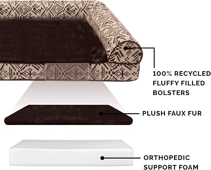 Furhaven Orthopedic Dog Bed for Large Dogs w/ Removable Bolsters & Washable Cover 125 lbs